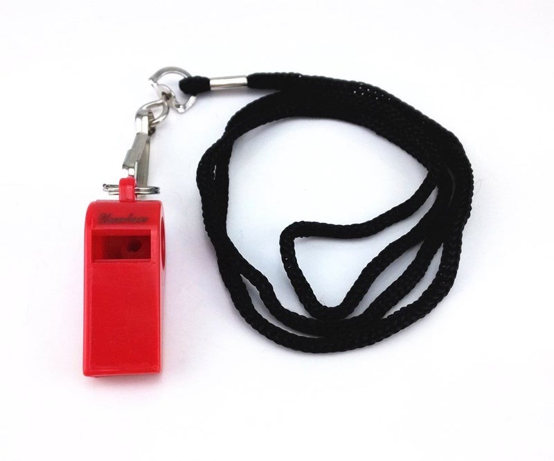 yueton Plastic Coach Whistles with Lanyard, Pack of 6 (Red) - Image 3